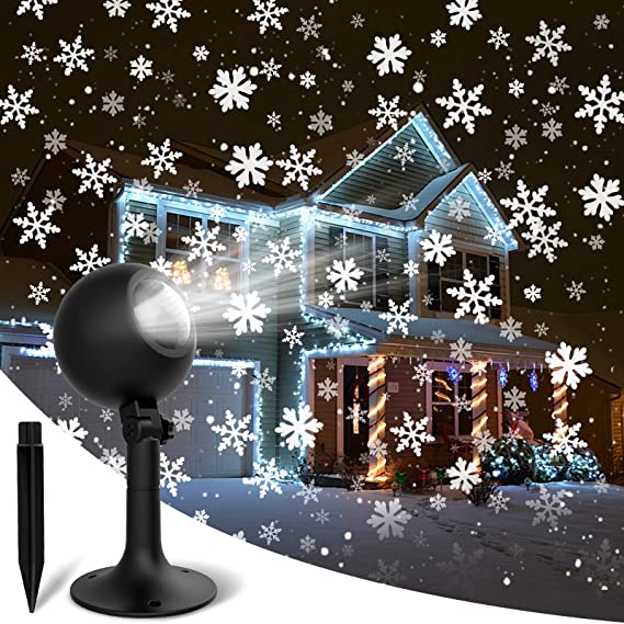 Christmas Decorations Snowflake Lights Projector LED Snowfall Spotlight Waterproof Landscape Lamp Indoor Outdoor Lighting for Xmas Holiday Party Wedding Garden Patio House