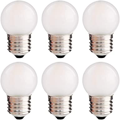 LED G40 Low Watt Light Bulbs 1.5W Soft Warm White 2700K G14 LED Energy Saving Bulb 15 Watt Equivalent LED Lights Standard Base E26, Not Dimmable, 150 Lumen, 90 Ra, Pack of 6