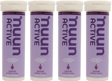 nuun New Active: Hydrating Electrolyte Tablets, Grape, Box of 4 Tubes