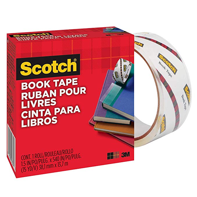 Scotch Book Tape 845, 2" Wide x 45ft Library Tape, Clear