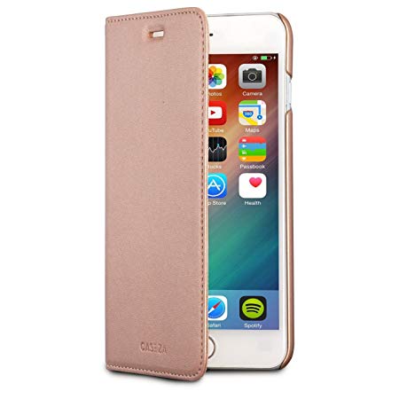 CASEZA iPhone 6 / 6s Plus PU Leather Flip Case"Oslo" Rose Gold - Premium Vegan Leather Wallet Book Folio Cover for the Original Apple iPhone 6/6s Plus (5.5 inch) - Ultra Thin with Magnetic Closure