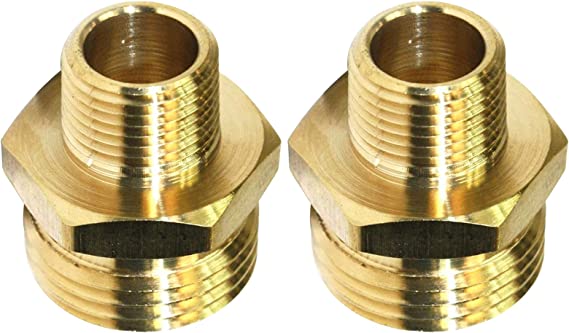 Interstate Pneumatics FGM016 3/4 Inch GHT Male x 3/8 Inch Male NPT Hose Fitting - Pack of 2