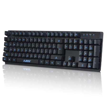 USPRO Cyborg Soldier Gaming Keyboard, A-Jazz Mechanical Feel 104 Keys RGB Backlit USB Wired Keyboard, Black