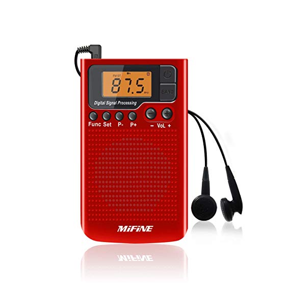 AM FM Radio - Portable Radio with Alarm Clock and Sleep Timer, Digital Tuning Stereo Radio with 3.5mm Headphone Jack for Walking Jogging Gym Camping (Red)