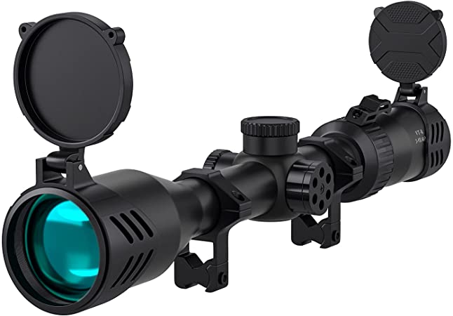 Rifle Scope,3-9x40 Optical Crosshair Rifle Scope，Adjustable Click Windage and Elevation Turret, and Unique Zoom Booster, with 25.5mm/1-inch Tube high Ring， 22mm Picatinny Rail