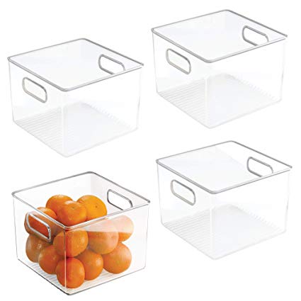 InterDesign Kitchen Pantry and Cabinet Storage and Organization Bin, 8-Inch by 8-Inch by 6-Inch, 4 Pack, Clear