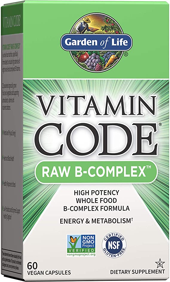 Garden of Life Vitamin B Complex - Vitamin Code Raw B Complex - 60 Vegan Capsules, High Potency B Complex Vitamins for Energy & Metabolism with B6, Folate & B12 as Methylcobalamin plus Probiotics