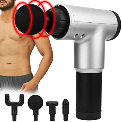 Muscle Massage Gun for Athletes Quiet Deep Tissue Percussion Massager Gun for Neck & Back Pain Relief, Handheld Portable Massager Gun Electric Brushless Motor with 4 Massage Heads& 6 Adjustable Speed