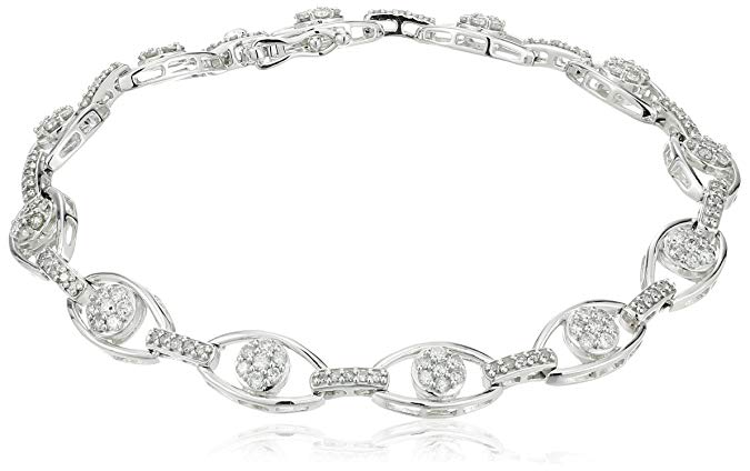 Sterling Silver Diamond Composites Link Bracelet (1 1/2cttw, I-J Color, I2-I3 Clarity), 7.25"