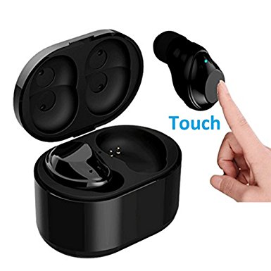 CUFOK X6 TWS Earbuds Mini Bluetooth Touch Earphones With Charging Case True wireless Headphones Twins Stereo Noise Cancelling Earpieces Handsfree Headset With Microphone For Android IOS Phone (Black)