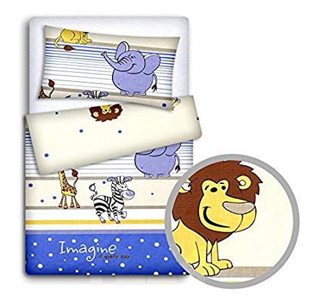 BABY BEDDING SET PILLOWCASE   DUVET COVER 2PC TO FIT BABY COT (Safari blue)