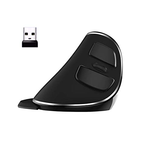 JTD Scroll Endurance Wireless Mouse Ergonomic Vertical USB Mouse with Adjustable Sensitivity (600/1000/1600 DPI), Removable Palm Rest & Thumb Buttons - Reduces Hand/Wrist Pain (Wireless without LED)