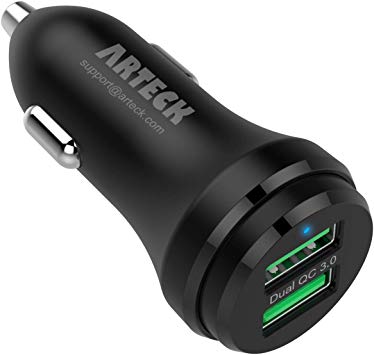 Car Charger, Arteck 40W/8A 2 Quick Charge 3.0 Car Charger Adapter with Dual QC 3.0 Port, Compatible iPhone 11 11 Pro 11 Pro Max Xs Xs Max Xr X 8, iPad, Galaxy S10 S9 Edge Note10 Note9, LG and More