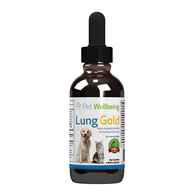 Pet Wellbeing Lung Gold for Cats and Dogs - Natural Breathing support for Felines - 2oz (59ml)