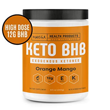 Omega Keto BHB Exogenous Ketones - Orange Mango - High Dose Base goBHB Salt Powder | Ketones for Ketogenic Diet | Electrolytes | Perfect for Supporting Energy, Mental Focus, Ketosis (16 Servings)