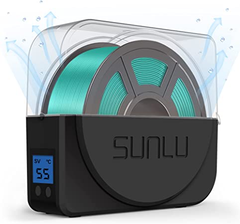 SUNLU Filament Dryer, Filament Storage Box, 3D Printer Dry Box, Make The Moisture-Absorbed(Wet) Filament Good Again, Compatible with PETG TPU ABS PLA Filament, Spool Holder, Black