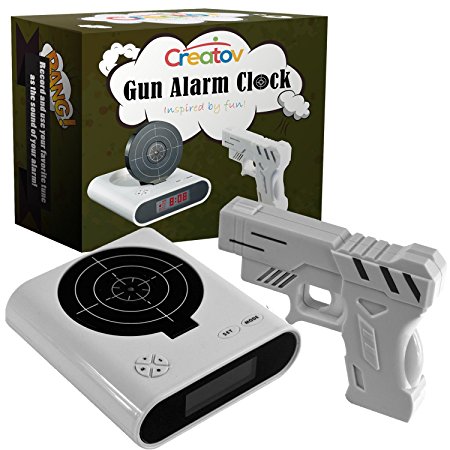 Target Alarm Clock With Gun, Infrared target and Realistic Sound Effects infrared 0.8 mw -White- By Creatov "-No batteries included"