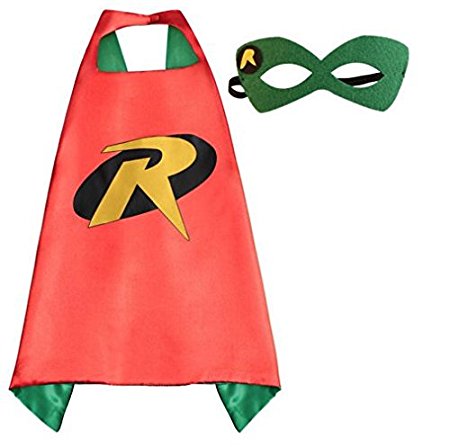 Kiddo Care superhero costumes, masks, capes, satin (Boys) (Robin)