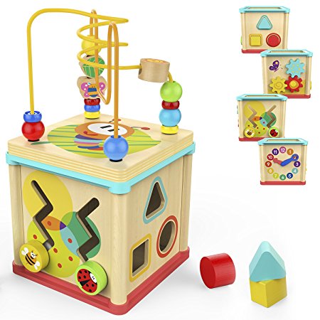 Activity Cube Toys Baby Educational Wooden Bead Maze For Toddlers