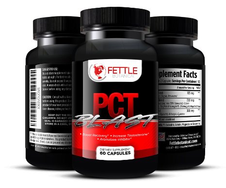 Pct Blast Post Cycle Supplement Post Cycle Support Testosterone Booster Boost Free Testosterone Levels 30 Day Cycle Anti-estrogen Supplement Aromatase Inhibitor Top Rated PCT Fettle Botanical 60 caps