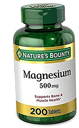 Magnesium by Nature’s Bounty, 500mg Magnesium Tablets for Bone & Muscle Health, 200 Tablets .200-Count