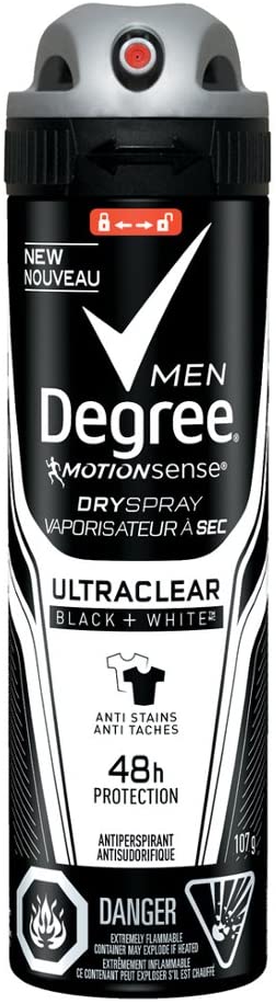 Degree Men Ultraclear Black   White Antiperspirant Dry Spray, 0.12 Kilogram