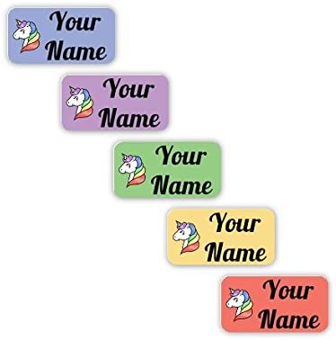 Personalized Waterproof No-Sew Laundry Safe Stick-on Labels for Clothing (Unicorn Theme)