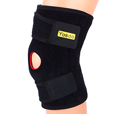 Yosoo Adjustable Knee Brace Support For Arthritis, ACL, Meniscus, Running, Basketball. Neoprene Non-Bulky,Knee Support Brace with Basic Open Patella Stabilizer Kneecap Support and Lateral Stabilizers for Workout