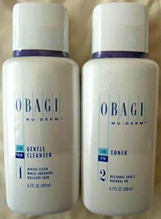 Obagi Nu Derm Gentle Cleanser & Toner 6.7oz 200ml 2 Bottles