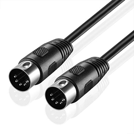 TNP MIDI Cable (15FT) - 5 Pin DIN Male Audio MIDI to MIDI Connector Interface Jack Plug Wire Cord