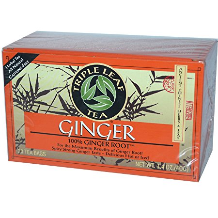 Triple Leaf Tea, Ginger, 20 Tea Bags, 1.4 oz (40 g) - 2pcs