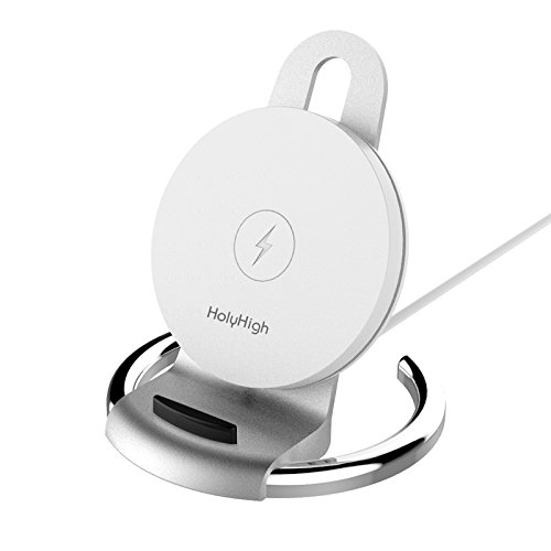 MRSLONG Fast Wireless Charger 2 Coils QI Fast Wireless Charging Pad Stand for Samsung Galaxy Note 8 S8 Plus S8  S8 S7 Edge Note 5, iPhone X iPhone 8 iPhone 8 Plus-No AC Adapter (silver)