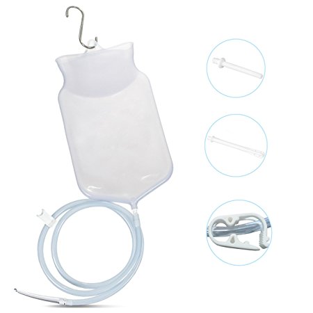 #1 Doctor Recommended Reusable Silicone Coffee Enema Bag Kit for Colon Cleansing - BPA Free - Include Tubing & Nozzles - 2 Quart - Start Your Health Journey with It at Home