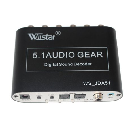 Wiistar 5.1 Audio Decoder Digital AC3 Optical to Stereo Surround Analog HD 2 SPDIF Ports HD Audio Rush for HD Players / DVD / XBOX360