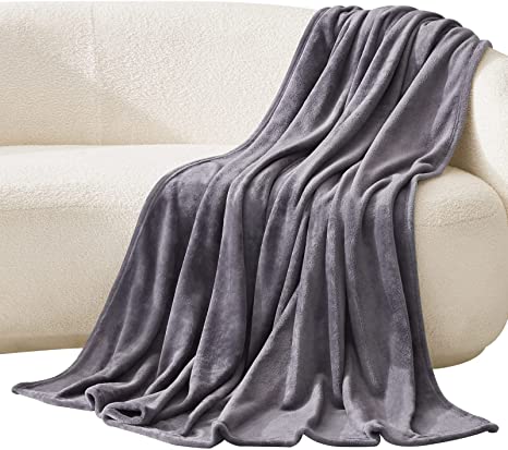 Lifewit Fleece Blanket Twin Size - Ultra Soft Throw Blanket - Fuzzy Warm Cozy Plush Reversible Microfiber Flannel Blanket for Sofa, Couch, Bed, Crib Stroller, Grey, 80" x 60"