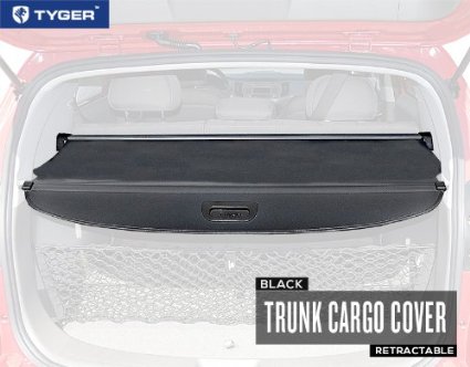 TYGER Black Retractable SUV Rear Trunk Cargo Cover Shield Fits 11-13 Kia Sportage (Gives your Luggage & Baggage in SUV rear cargo trunk Anti-Theft visor shield security shade & UV protection!)