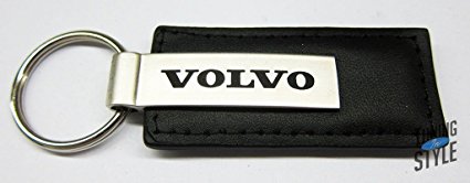 Volvo Black Leather Keychain