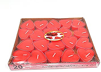 ALIMITOPIA Valentine Candles,Romantic Love Heart-Shaped Smokeless Sweet Scented Candles for Candlelight Dinner Valentine's Day Wedding Birthday Christmas Party Home Decoration Gift(Red,20pcs)
