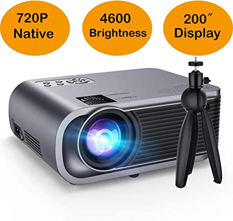 VicTsing 4600Lux Video Projector, Support HD 1080P, Native 720P Mini WIFI Projector, Compatible with TV Stick, PS4, HDMI, VGA, USB, TF, AV Portable Projector Ideal for Home Theater / Video Games / Bedroom / Office