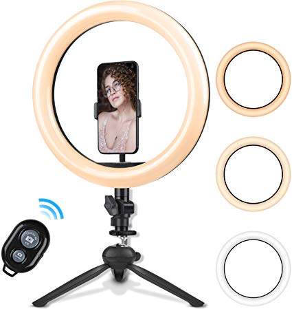 10.2 Inch Ring Light with Stand - Rovtop LED Camera Selfie Light Ring with iPhone Tripod and Phone Holder for Video Photography Makeup Live Streaming