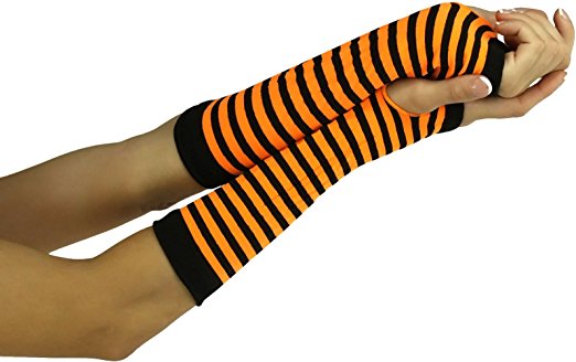 ToBeInStyle Women's Striped 100% Nylon Arm Length Warmers