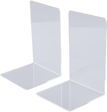 Fasmov Clear Acrylic Bookends Modern Bookends, 1 Pair