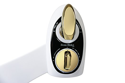 Boss Bidet BOLD Toilet Attachment | Cleans Your Tushy |Dual Nozzle | 30 Day | Self Cleaning Sprayer Feature | - White & Gold