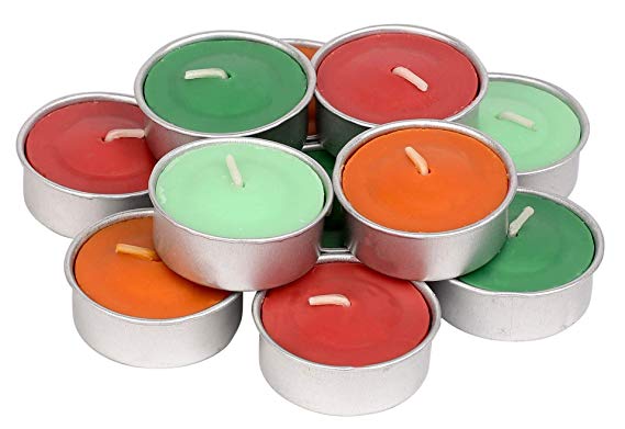 Exquizite Winter Holiday Christmas Scented Tealights Gift Set - 64 pcs - Set of 16 Highly Scented Luxury Tealight Candles with 4 Fragrances - Peppermint, Gingerbread, Black Cherry, Holiday Joy