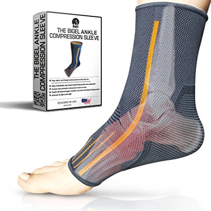 Ankle Brace Compression Sleeve | Arch Support | Foot Sock for Injury Recovery, Joint Pain, Swelling, Achilles Tendon | Pain Relief from Heel Spurs, Plantar Fasciitis | Breathable | Women & Men - M