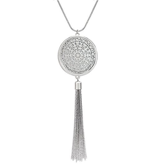 MOLOCH Long Necklaces For Woman Disk Circle Pendant Necklaces Tassel Fringe Necklace Set Statement Pendant