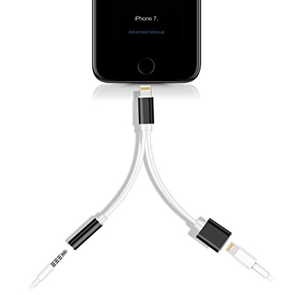 iPhone 7 Adapter, 2 in 1 Lightning Cable Charge and Headphone