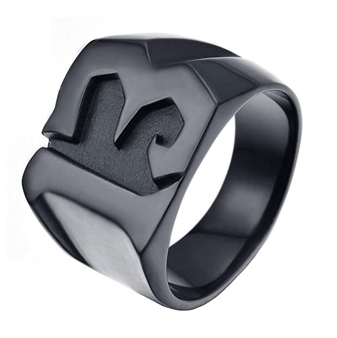 INRENG Men's Stainless Steel Lucky Number 13 Biker Ring High Polished Silver Band