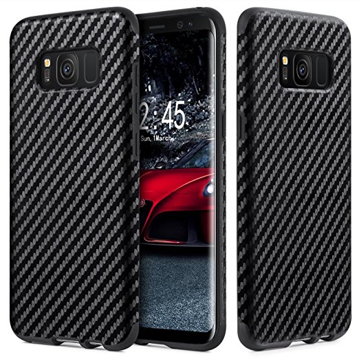 Galaxy S8 Plus Case, BASSTOP Super-Slim Anti-Slip Grip Full Body Protector Cover Premium Flexible Soft TPU Case with Carbon fiber Design for SAMSUNG Galaxy S8 Plus 6.2 inch