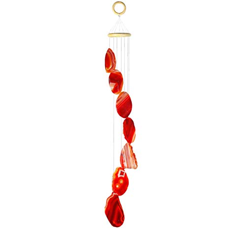 rockcloud Agate Slices Geode Wind Chime Home Garden Decoration Figurine, 28-33 inches